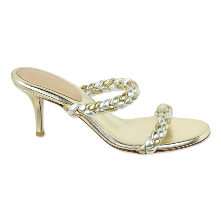 Gianvito Rossi Marley Metallic Gold/Silver Braided Leather Sandals