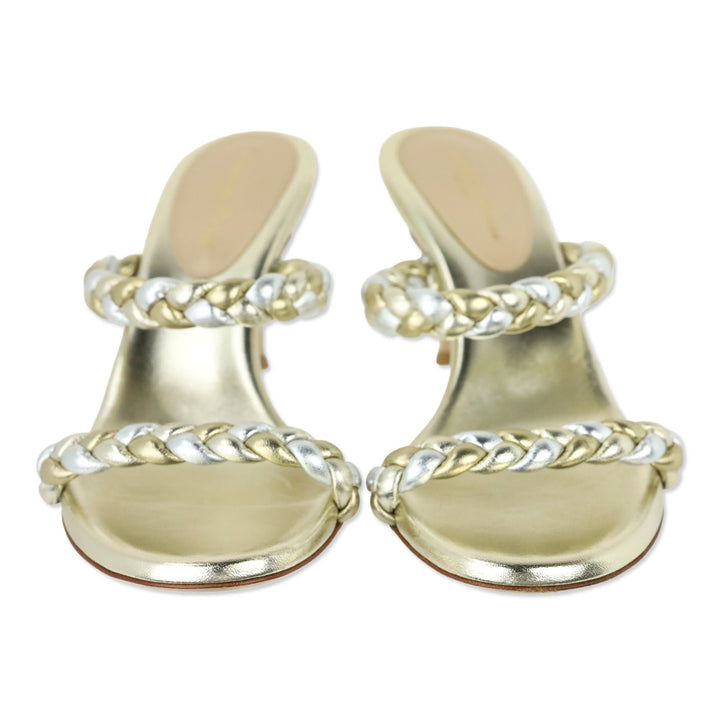 Gianvito Rossi Marley Metallic Gold/Silver Braided Leather Sandals