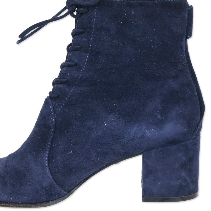 Gianvito Rossi Navy Finlay Suede Lace-up Block Heel Booties