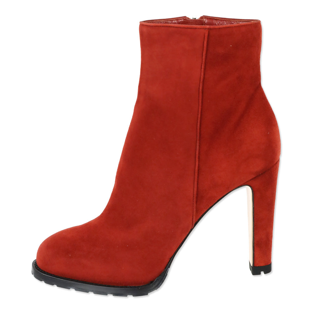 Gianvito Rossi Red Copper Suede Platform Ankle Booties