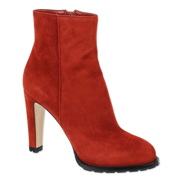 Gianvito Rossi Red Copper Suede Platform Ankle Booties