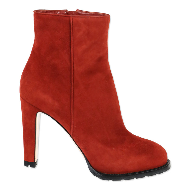 Gianvito Rossi Red Copper Suede Platform Ankle Booties