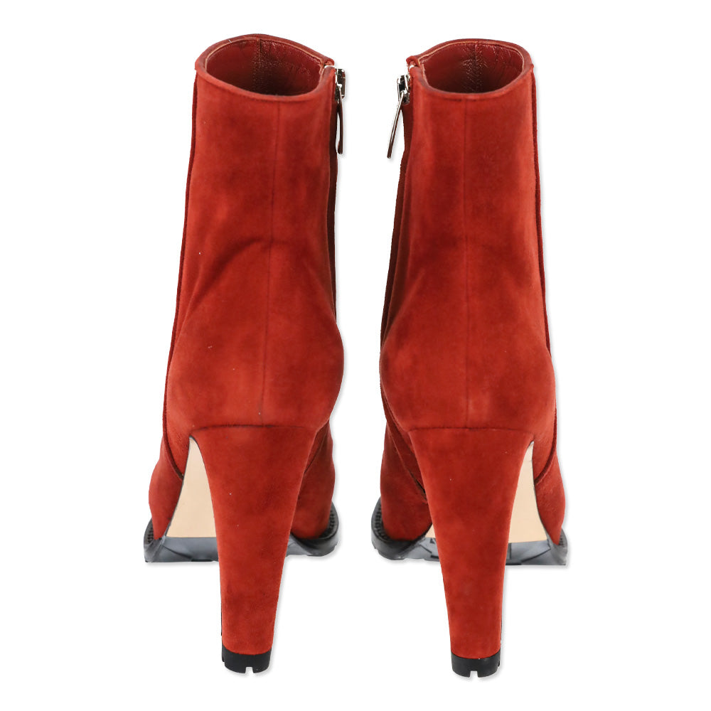 Gianvito Rossi Red Copper Suede Platform Ankle Booties