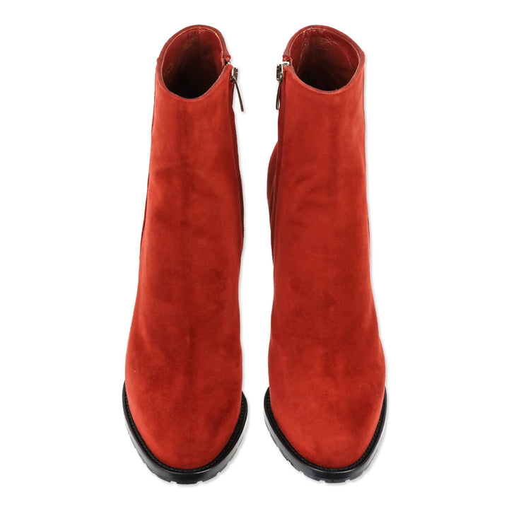 Gianvito Rossi Red Copper Suede Platform Ankle Booties