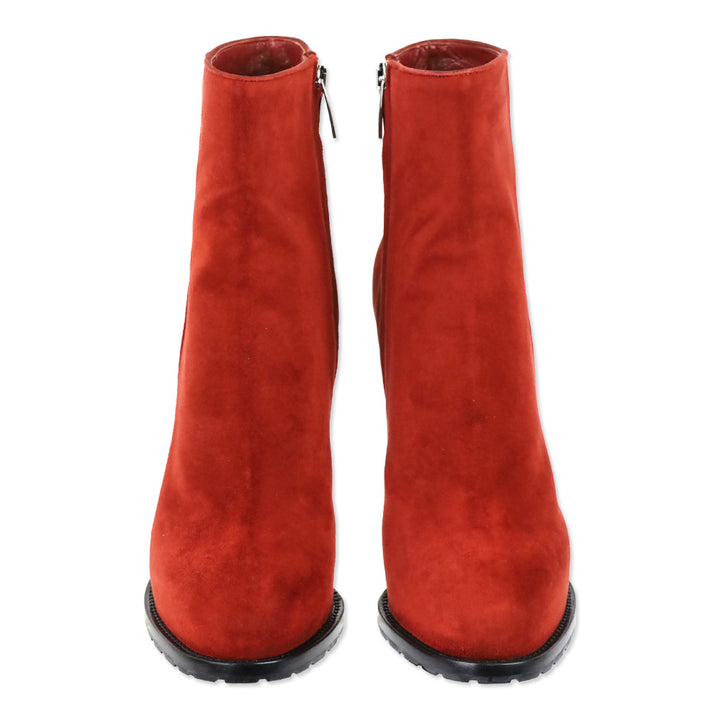 Gianvito Rossi Red Copper Suede Platform Ankle Booties