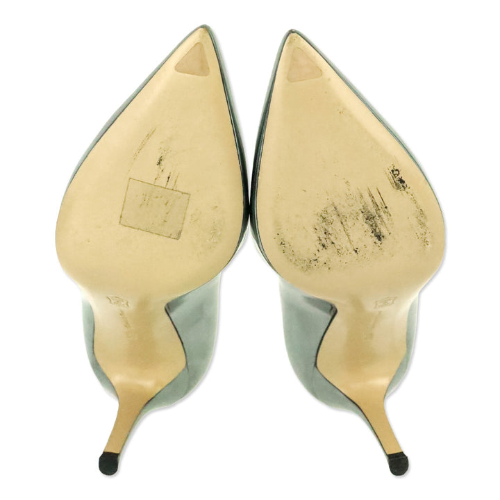 Gianvito Rossi Silver Metallic Leather Gianvito 85 Pump
