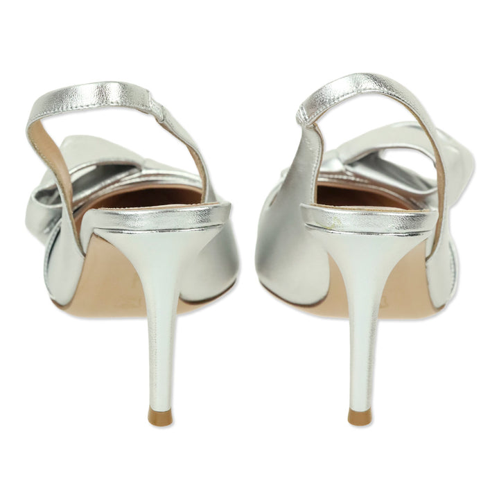 Gianvito Rossi Silver Nappa Silk Safira Sling Pump