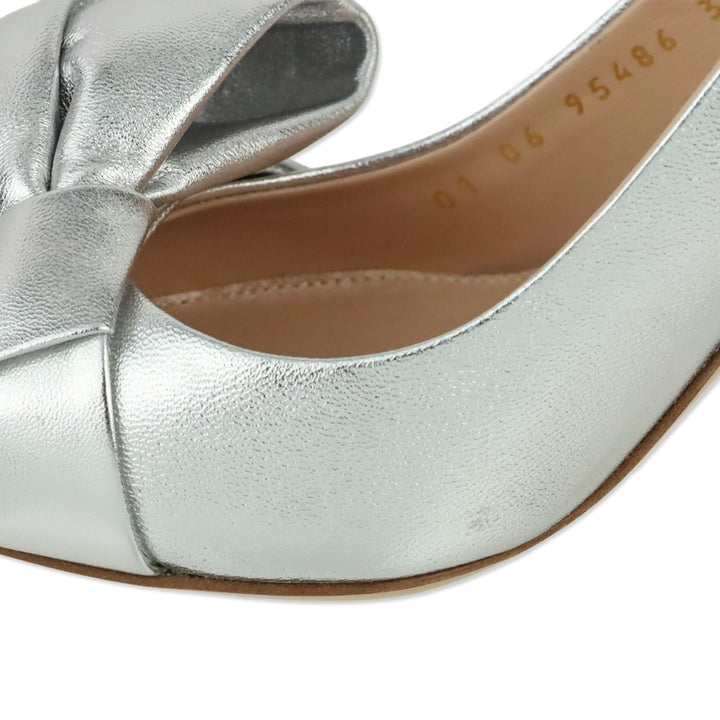 Gianvito Rossi Silver Nappa Silk Safira Sling Pump