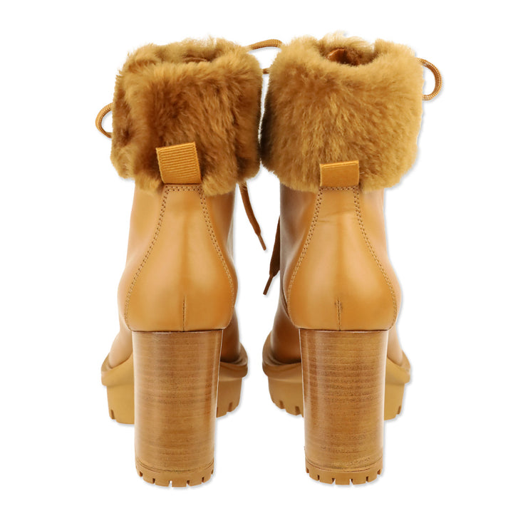 Gianvito Rossi Tan Alaska Calfskin Shearling Heeled Boots