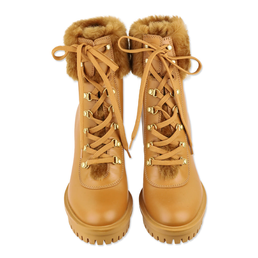 Gianvito Rossi Tan Alaska Calfskin Shearling Heeled Boots