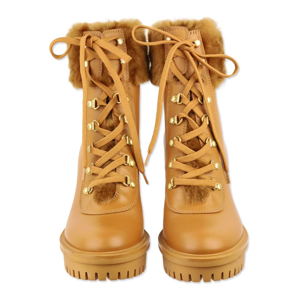 Gianvito Rossi Tan Alaska Calfskin Shearling Heeled Boots