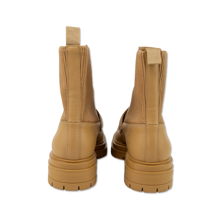 Gianvito Rossi Tan Leather Lug Sole Ankle Boots