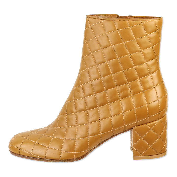 Gianvito Rossi Tan Quilted Leather Ankle Boot