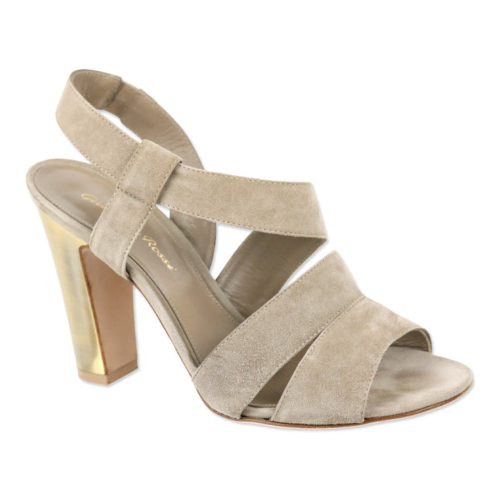 Gianvito Rossi Taupe Suede Cut-Out Slingback Sandals