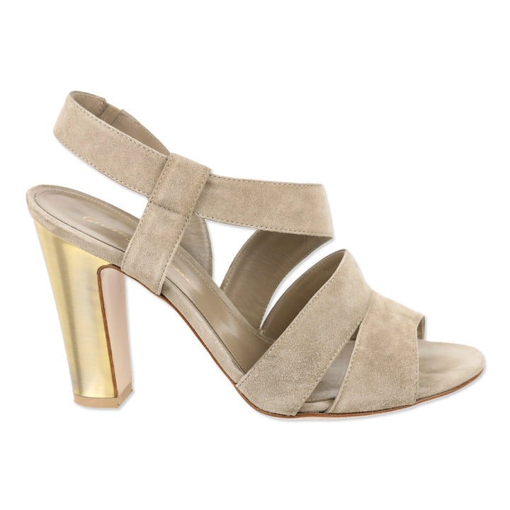 Gianvito Rossi Taupe Suede Cut-Out Slingback Sandals