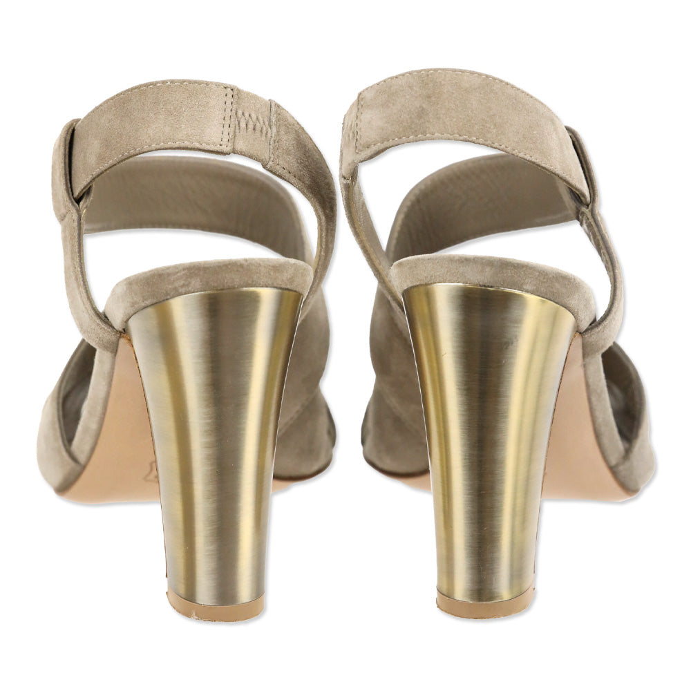 Gianvito Rossi Taupe Suede Cut-Out Slingback Sandals