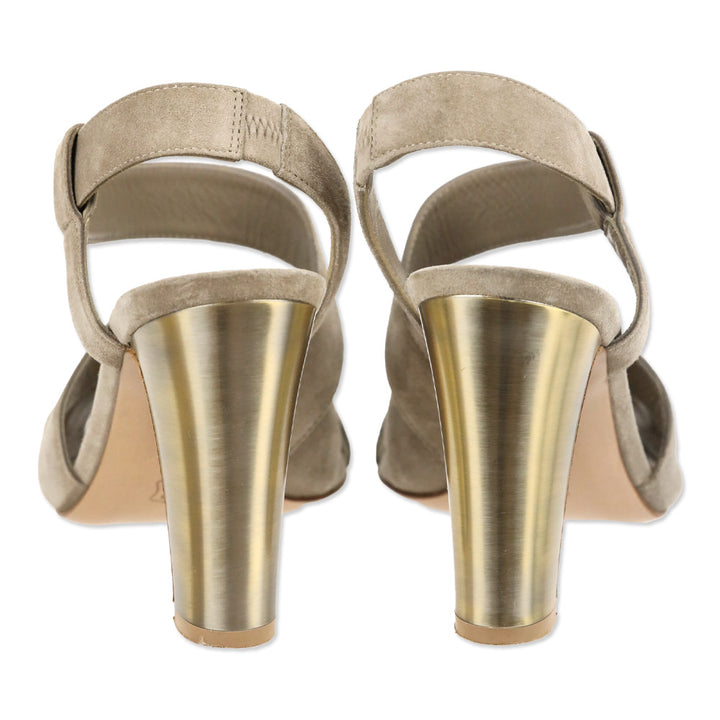 Gianvito Rossi Taupe Suede Cut-Out Slingback Sandals