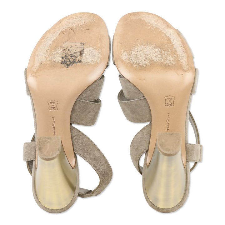 Gianvito Rossi Taupe Suede Cut-Out Slingback Sandals