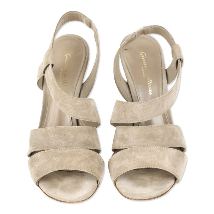 Gianvito Rossi Taupe Suede Cut-Out Slingback Sandals