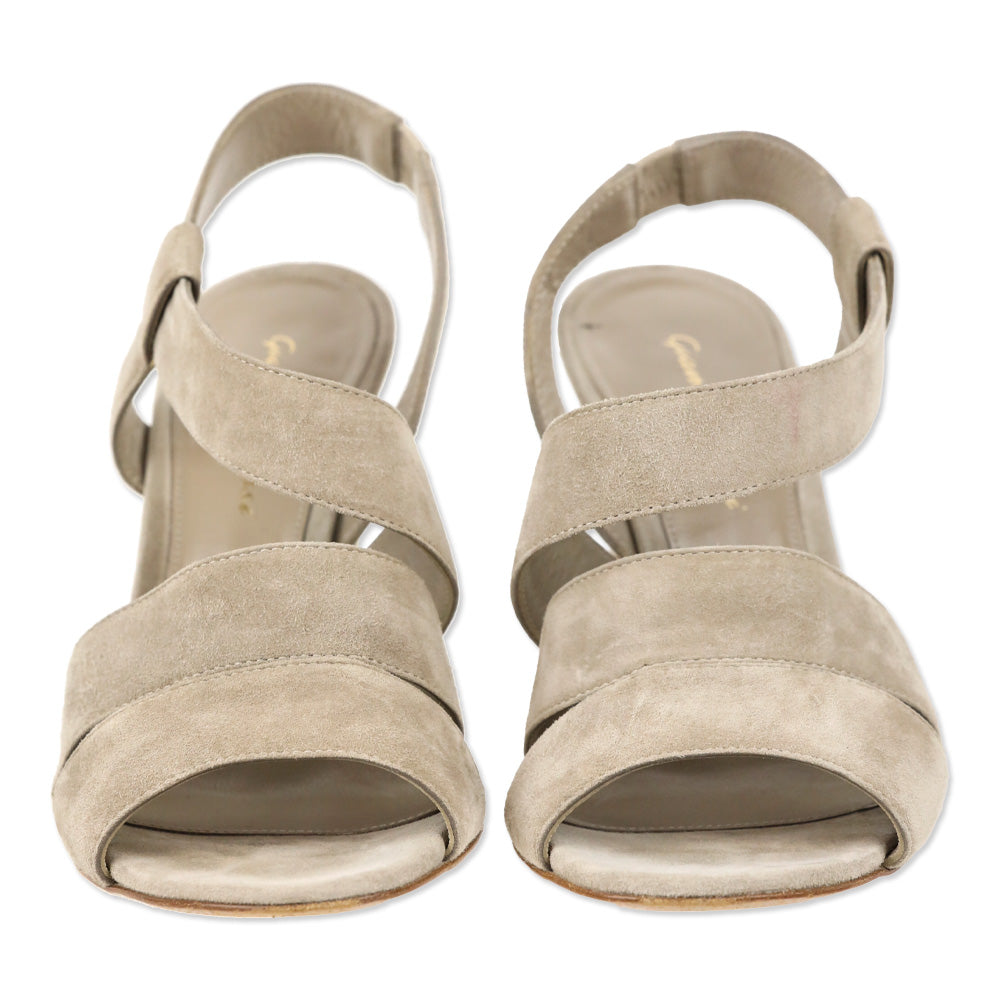Gianvito Rossi Taupe Suede Cut-Out Slingback Sandals