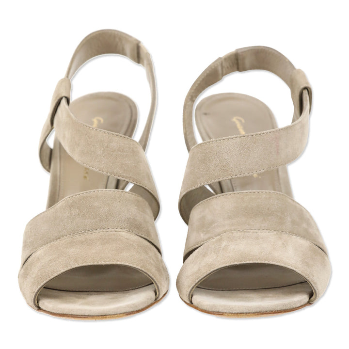 Gianvito Rossi Taupe Suede Cut-Out Slingback Sandals