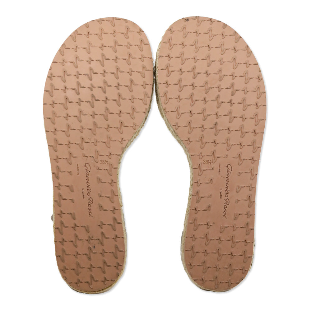 Gianvito Rossi White Naturale Ribbon Beachclub Leather Espadrille Sandals