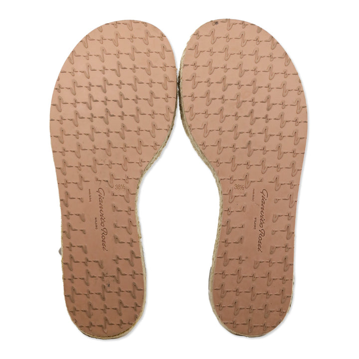 Gianvito Rossi White Naturale Ribbon Beachclub Leather Espadrille Sandals