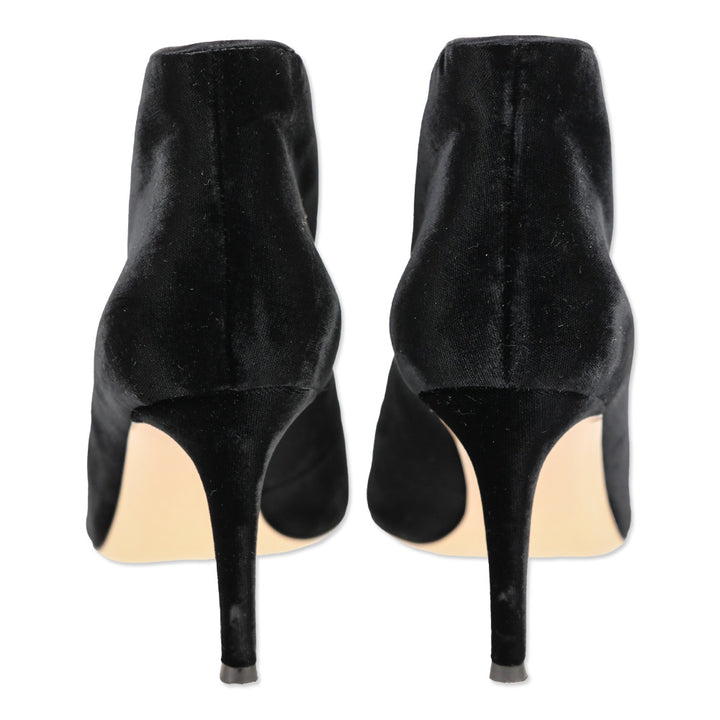 Gianvito Rossi Black Velvet Vamp 85 Peep Toe Booties