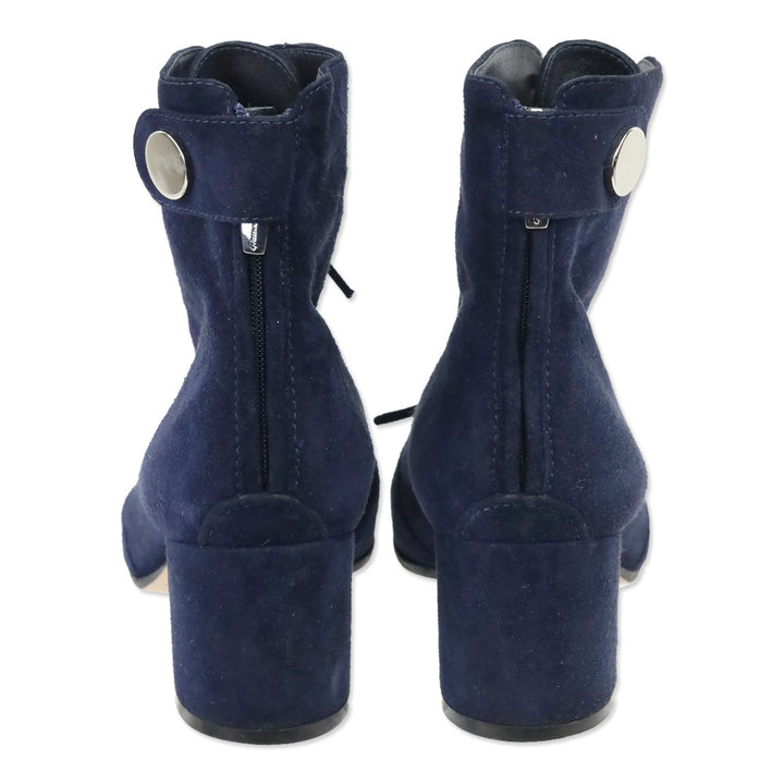 Gianvito Rossi Navy Finlay Suede Lace-up Block Heel Boots