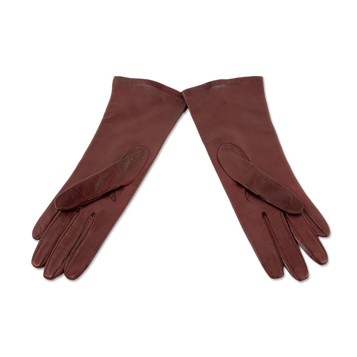 Gimbels Red Leather Silk Lined Gloves