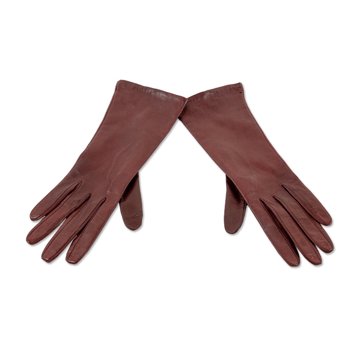 Gimbels Red Leather Silk Lined Gloves