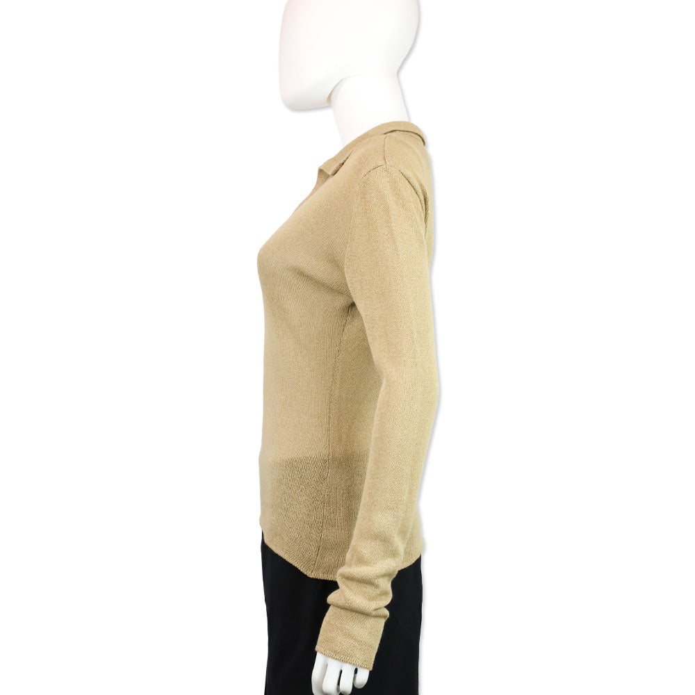 Giorgio Armani Beige Knit Long Sleeves Polo Sweater