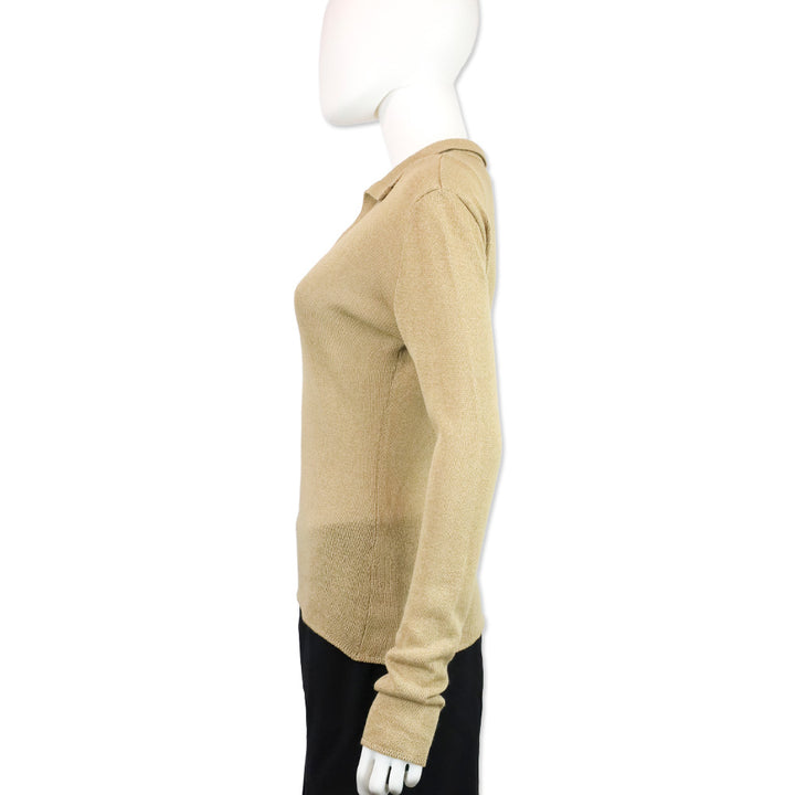 Giorgio Armani Beige Knit Long Sleeves Polo Sweater