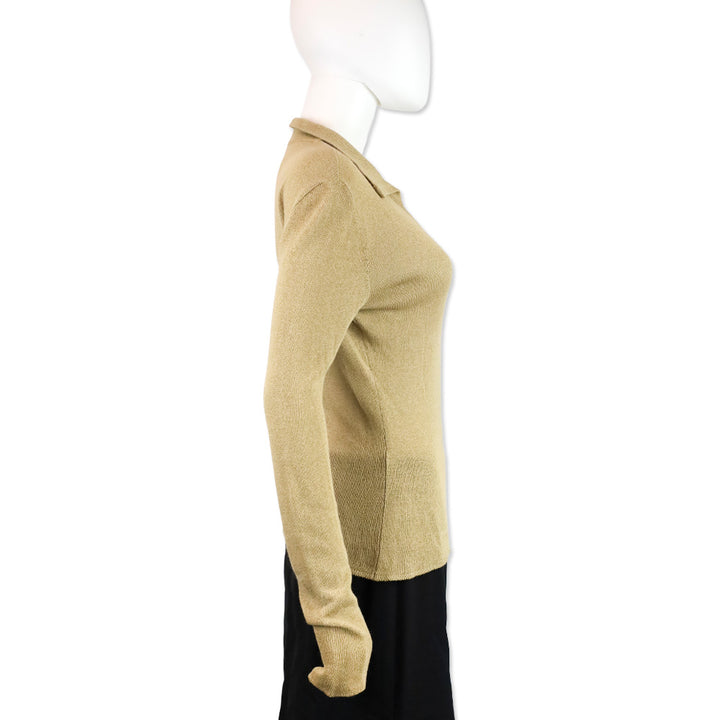 Giorgio Armani Beige Knit Long Sleeves Polo Sweater