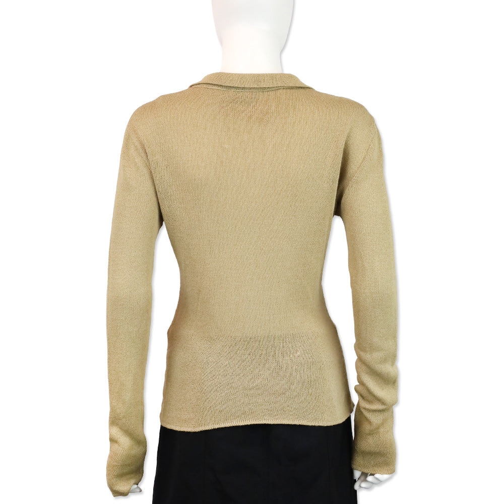 Giorgio Armani Beige Knit Long Sleeves Polo Sweater