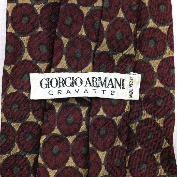 Giorgio Armani Beige/Burgundy Poppy Printed Silk Tie
