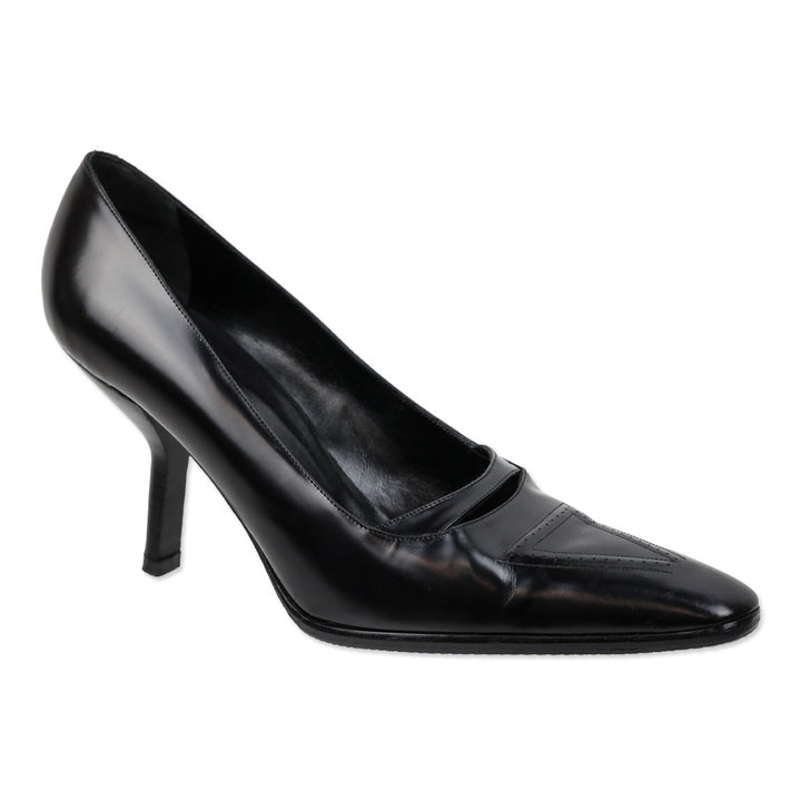 Giorgio Armani Black Buffed Leather Pointed Toe Pumps