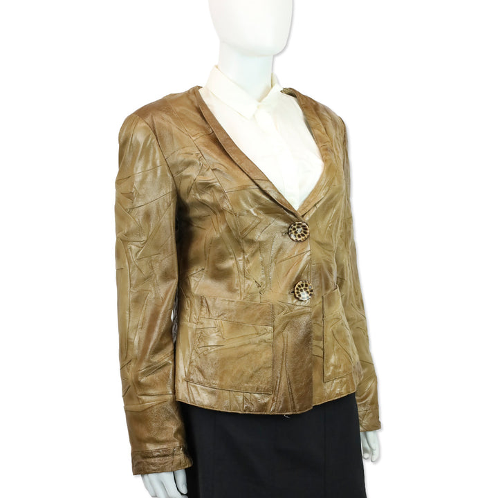 Giorgio Armani Black Label Brown Lambskin Leather Jacket