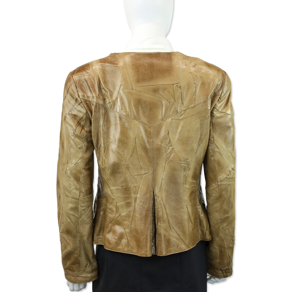 Giorgio Armani Black Label Brown Lambskin Leather Jacket