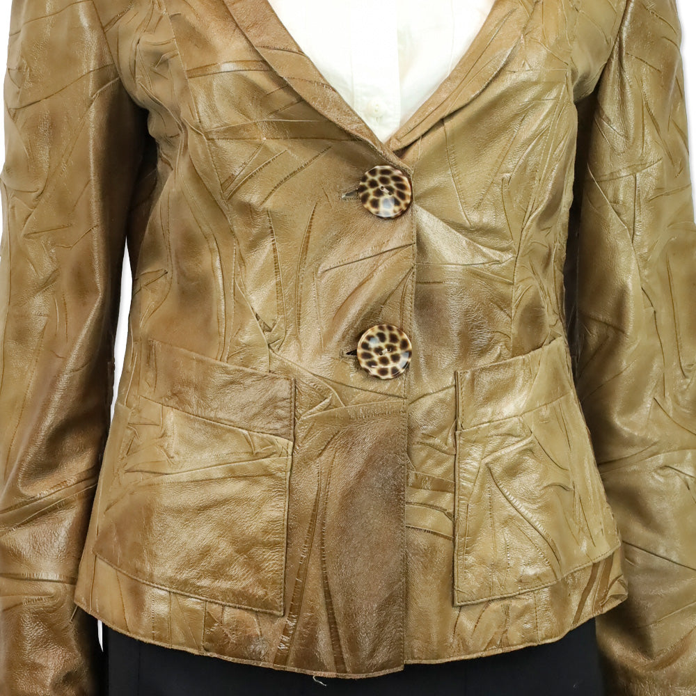 Giorgio Armani Black Label Brown Lambskin Leather Jacket