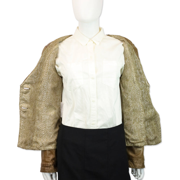 Giorgio Armani Black Label Brown Lambskin Leather Jacket