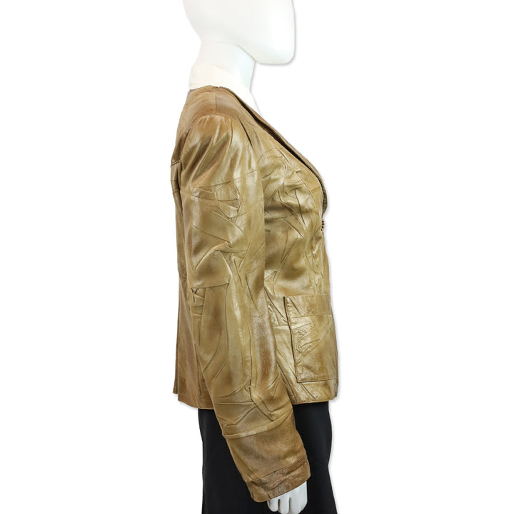 Giorgio Armani Black Label Brown Lambskin Leather Jacket