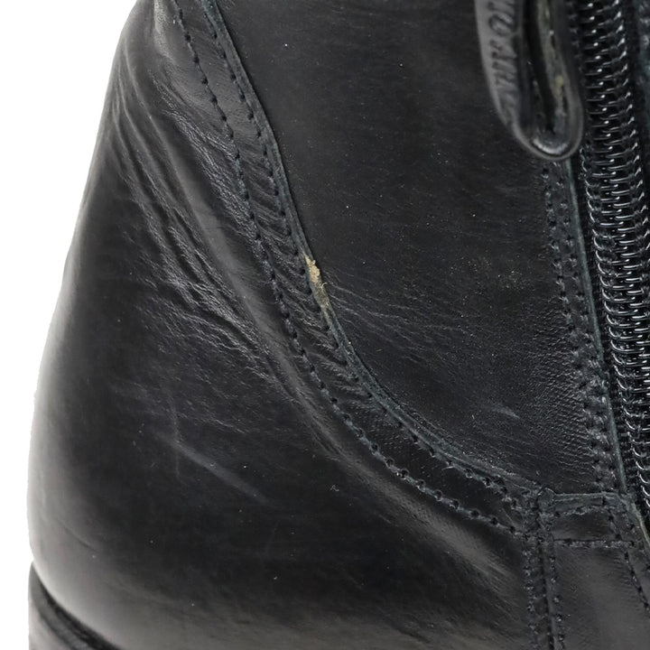 Giorgio Armani Black Leather Knee High Buckle Riding Boot