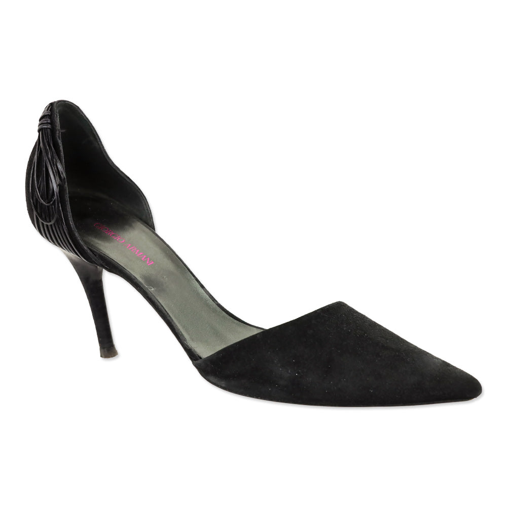 Giorgio Armani Black Suede D'Orsay Pumps