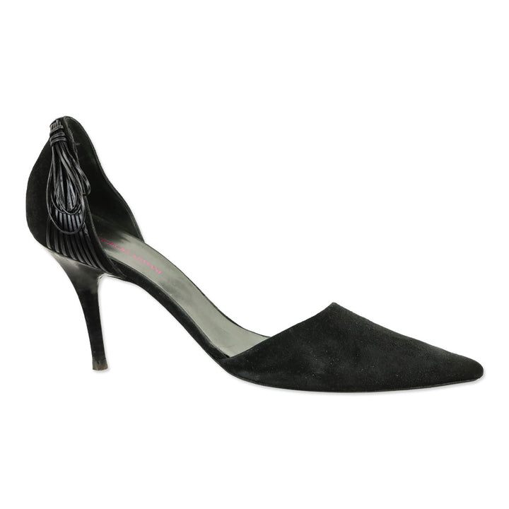 Giorgio Armani Black Suede D'Orsay Pumps