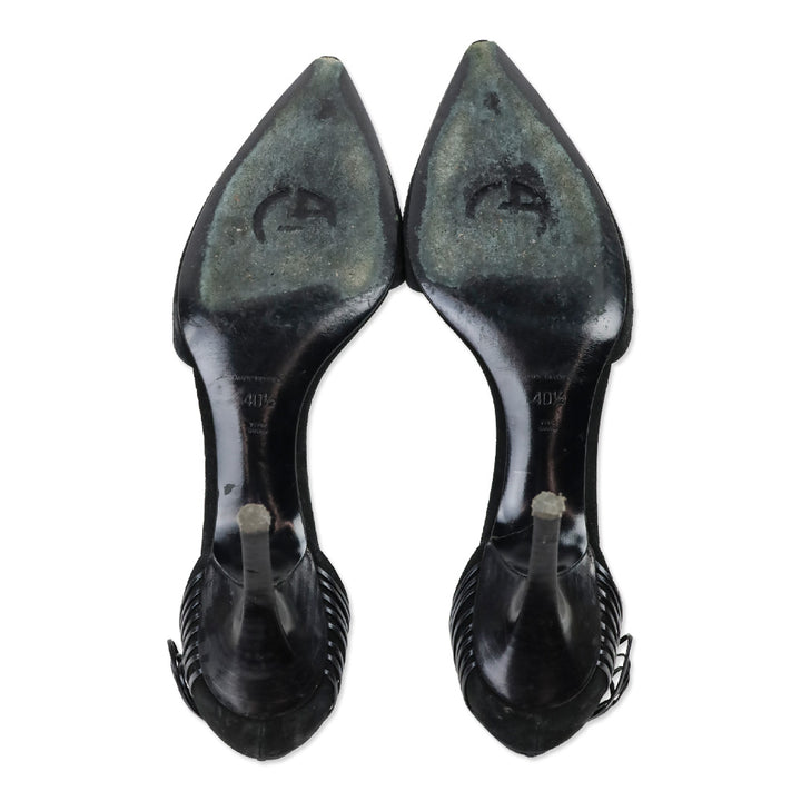 Giorgio Armani Black Suede D'Orsay Pumps