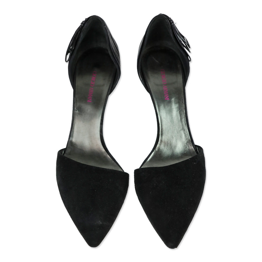 Giorgio Armani Black Suede D'Orsay Pumps