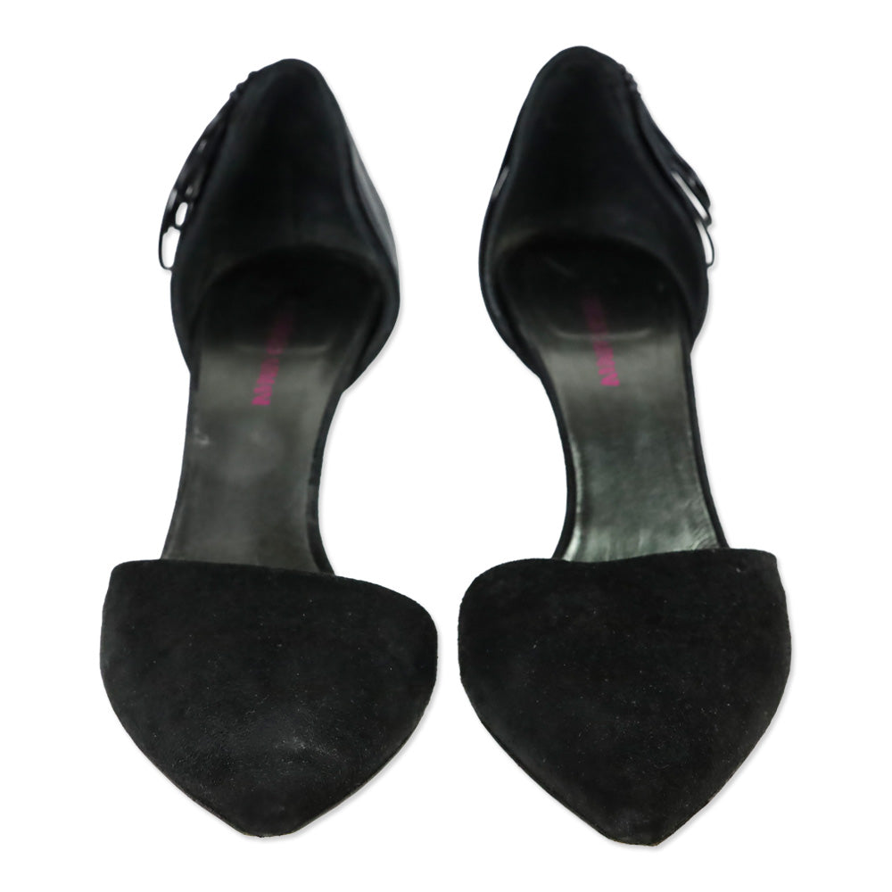 Giorgio Armani Black Suede D'Orsay Pumps