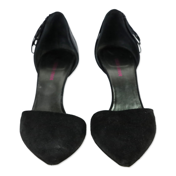 Giorgio Armani Black Suede D'Orsay Pumps