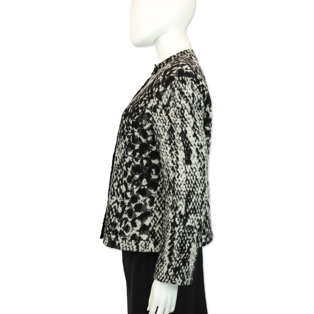 Giorgio Armani Black/Grey Snakeskin Pattern Wool Blend Moto Jacket